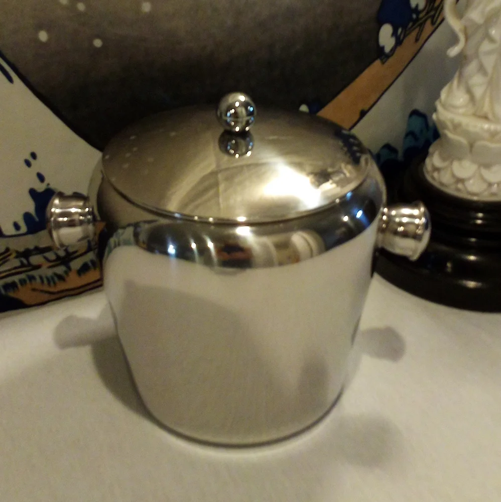 Vintage MCM stainless steel single service ice bucket